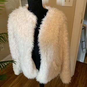 Kensie Faux Fur Open Front Teddy Jacket - Cream - Size S/M (SKU# 029)